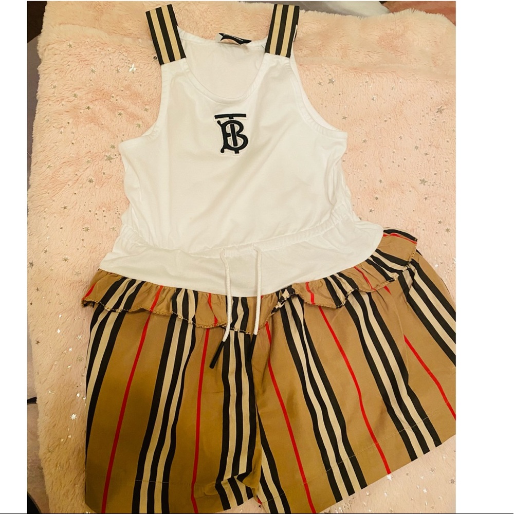 BURBERRY-Girls' Rhonda Icon Stripe Romper